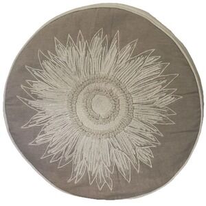 Devi Designs‎ 16" Cotton Embroidered Throw Pillow Round Neutral Boho India